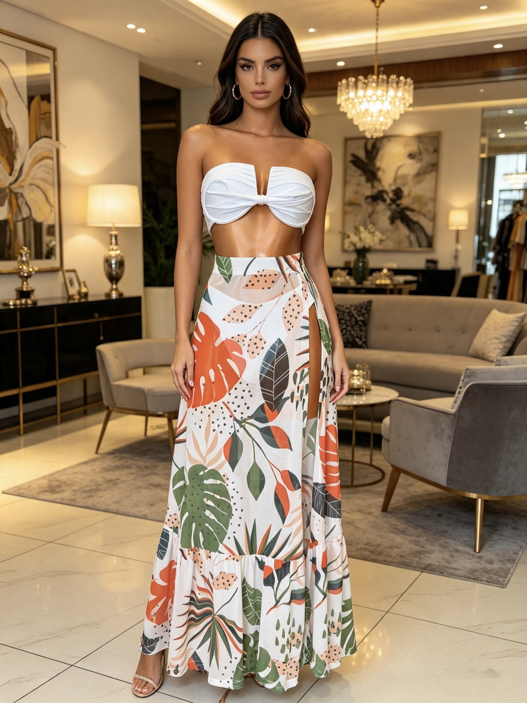 🌴 Saída de Praia Estampada Tule 08